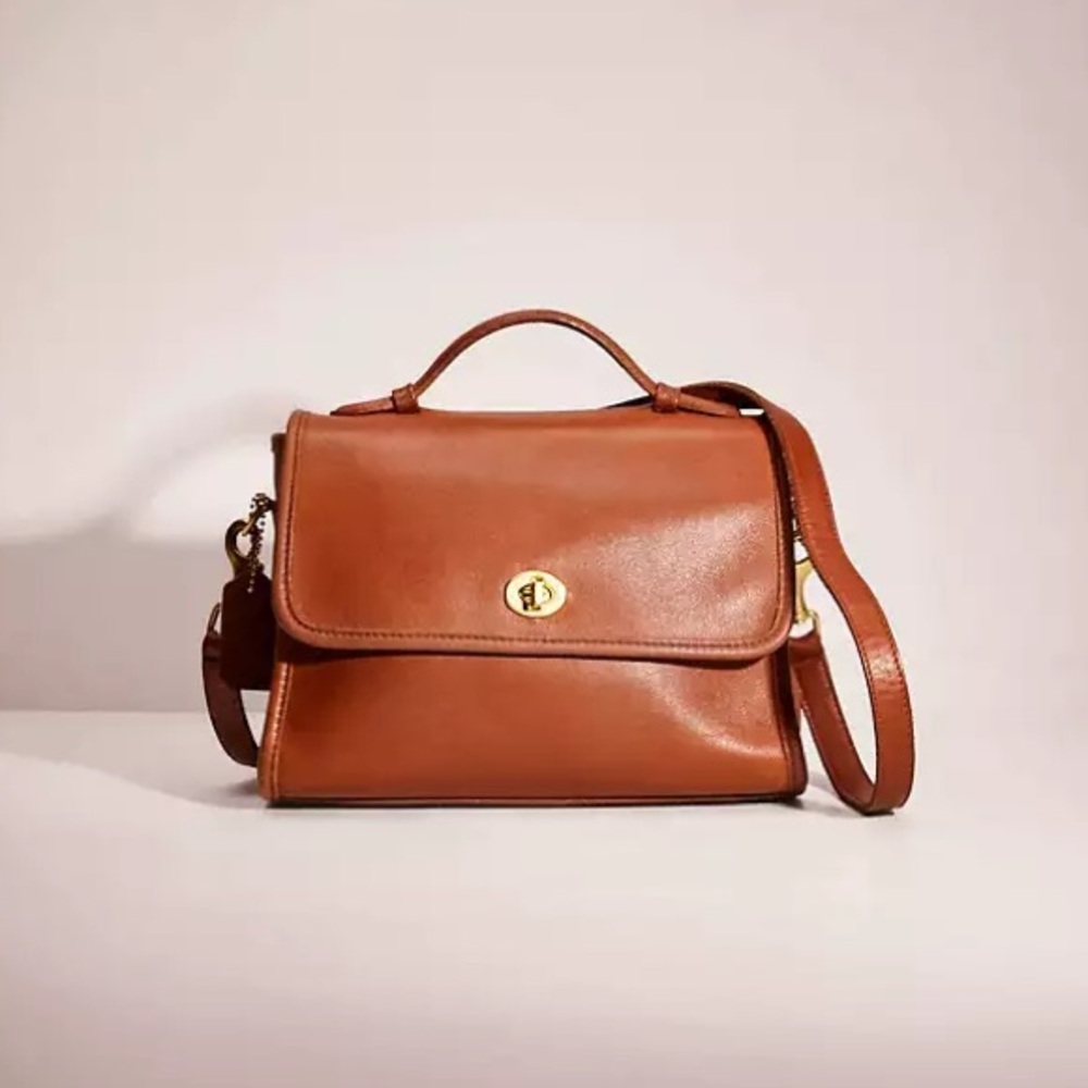 Coach 9870 Vintage Brown Leather Court Crossbody Purse